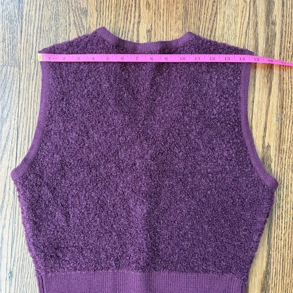 Liz Claiborne Deep Plum Textured V-Neck Button Sweater Vest - Picture 6 of 6